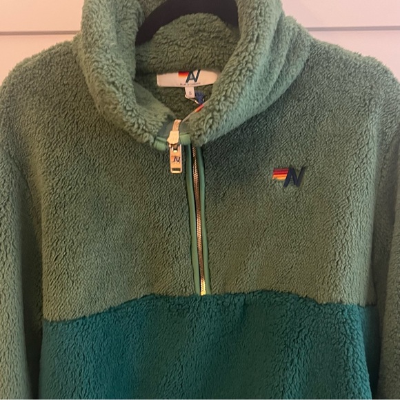 TEDDY APRES HALF ZIP COLOR BLOCK JACKET - GARDEN GREEN - Picture 14 of 15